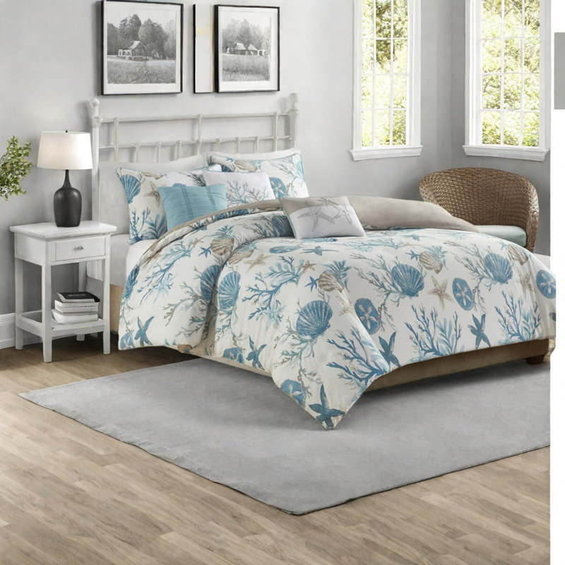 Ensembles de literie en satin de coton de première qualité, style bord de mer pour la maison
