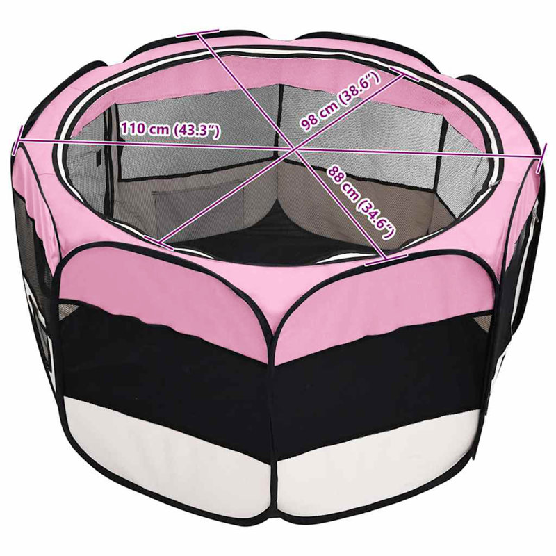 Lionel Panel Metal Exercise Pen With Door, Pink, 58cm H x 110cm W x 110cm D