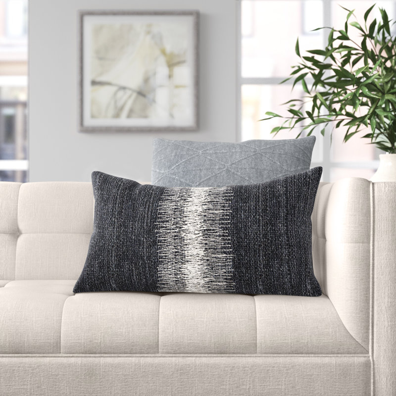 Aravalli Ombre Black and Gray Wool Lumbar Pillow