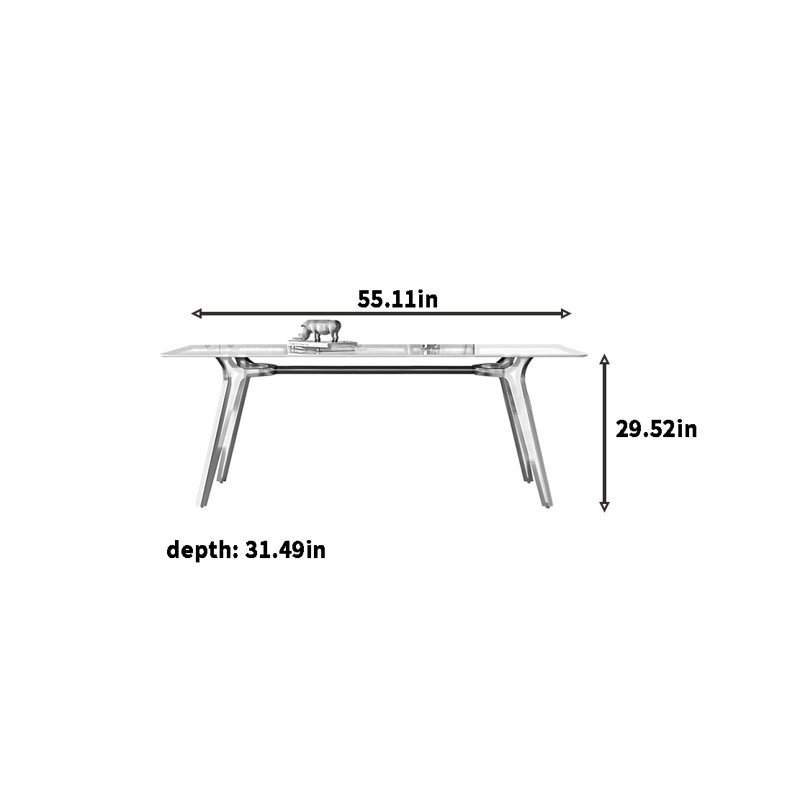 Crystine Metal Base Dining Table, 29.52"H x 55.11"L x 31.49"W