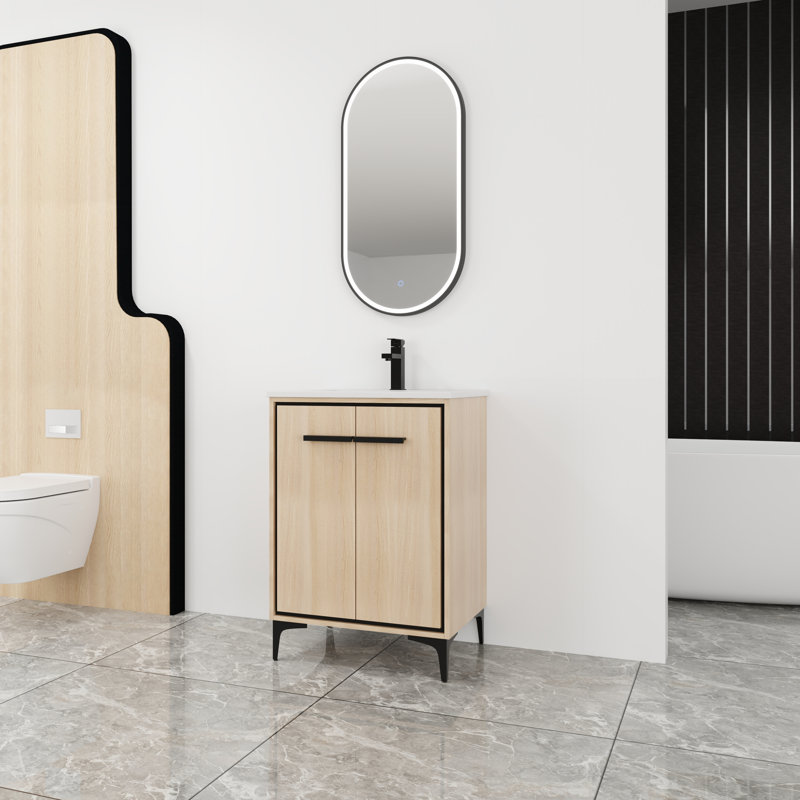 Kebron 24'' Single Bathroom Vanity with Ceramic Top
