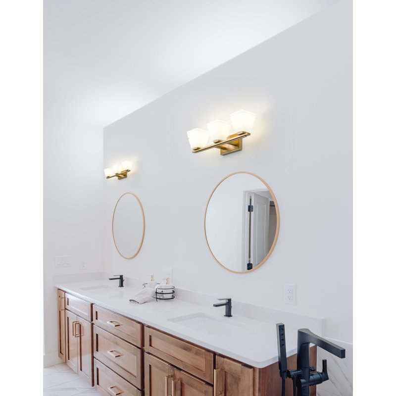 Ensemble de meuble-lavabo 3 lumières Teyona, Or brossé
