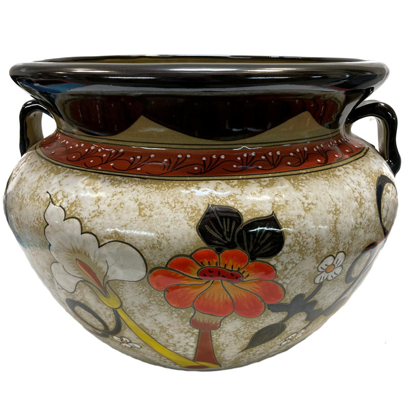 Portnoy TalaMex Large-Sized Jacona Mexican Colors Talavera Ceramic Garden Pot