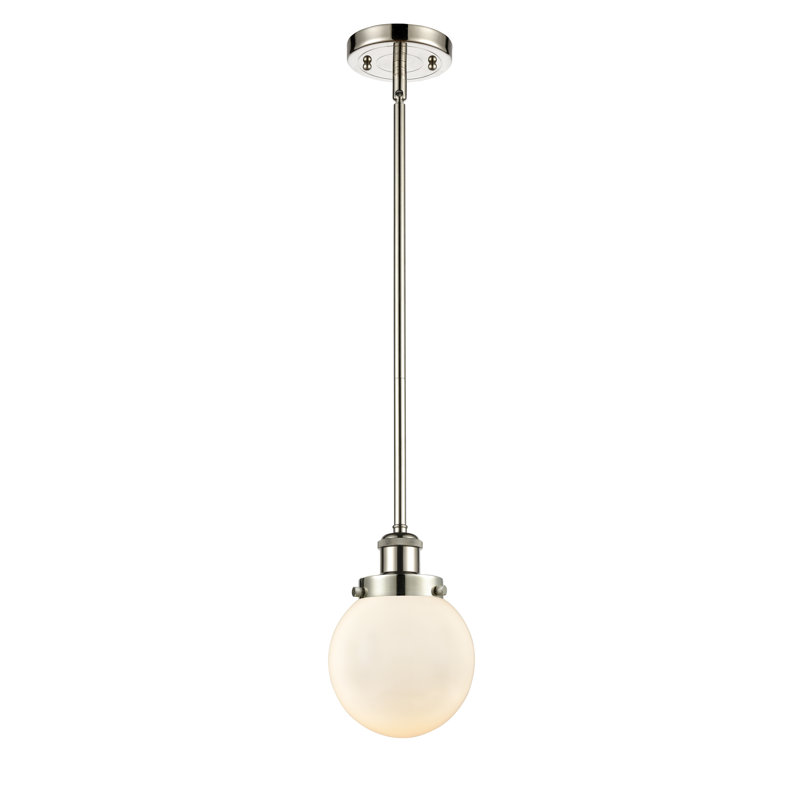 Luminaire suspendu à 1 lumière Lorri, Blanc mat, Ampoule non incluse, Nickel poli