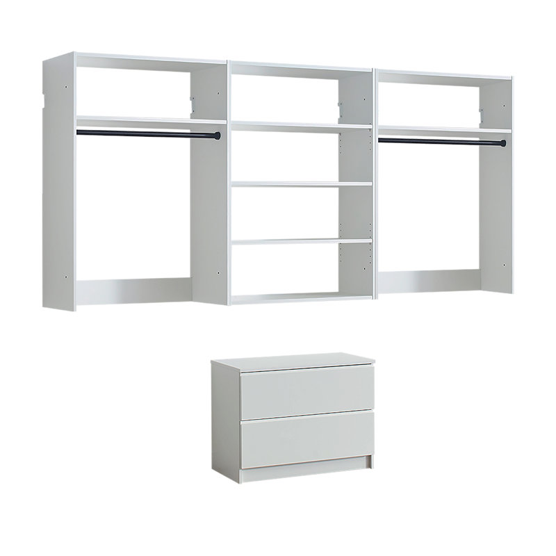 Devi White Wall Mounted Wood Closet System, White