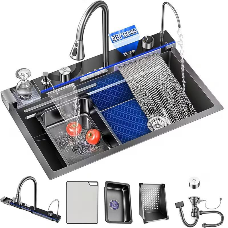 Moverlesenk 46mm W Single Bowl Stainless Steel Drop-In Kitchen Sink with 1 Faucet Hole