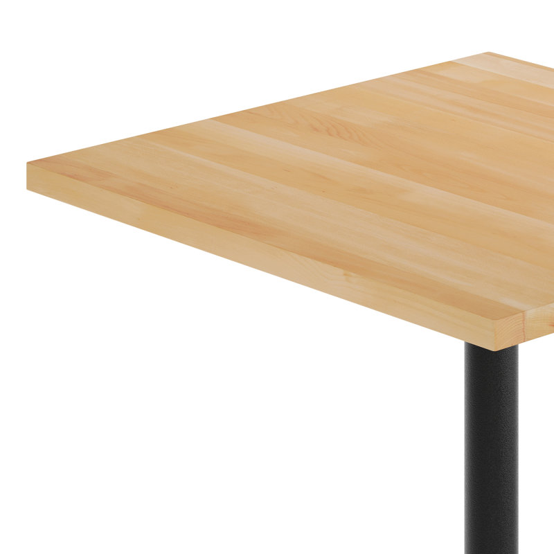 Table carrée commerciale en bois massif avec base en X à hauteur de salle à manger, H 29,5 po x L 36 po x l 36 po, Noir
