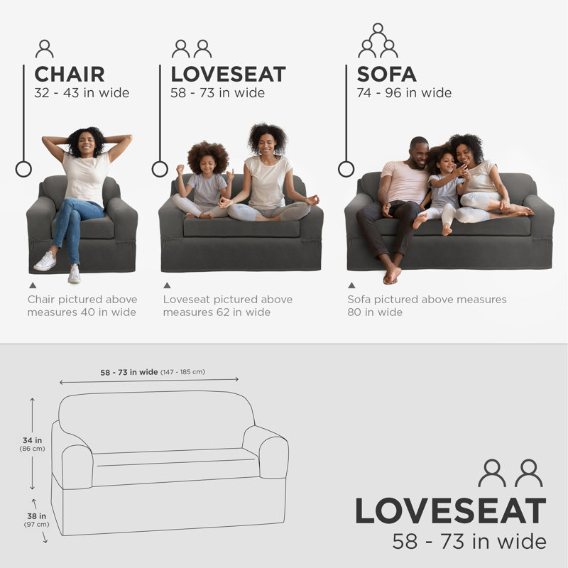 Housse pour causeuse à coussins carrés, Gris anthracite
