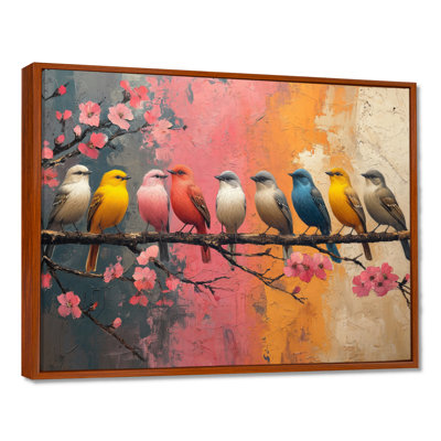 White Blue Birds On Floral Branch - Bird Wall Decor