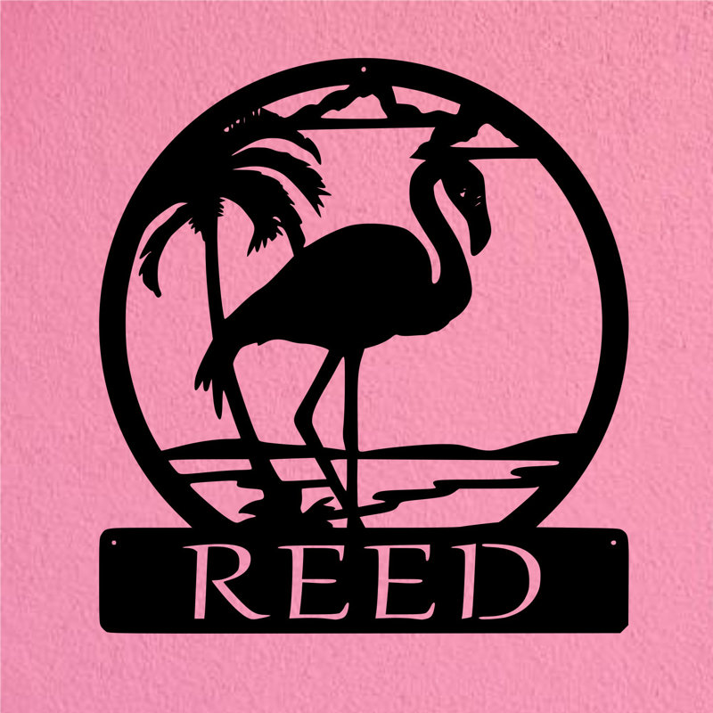 Décoration murale flamant rose monogramme, H 18 po x l 18 po x P 0,25 po, Oui