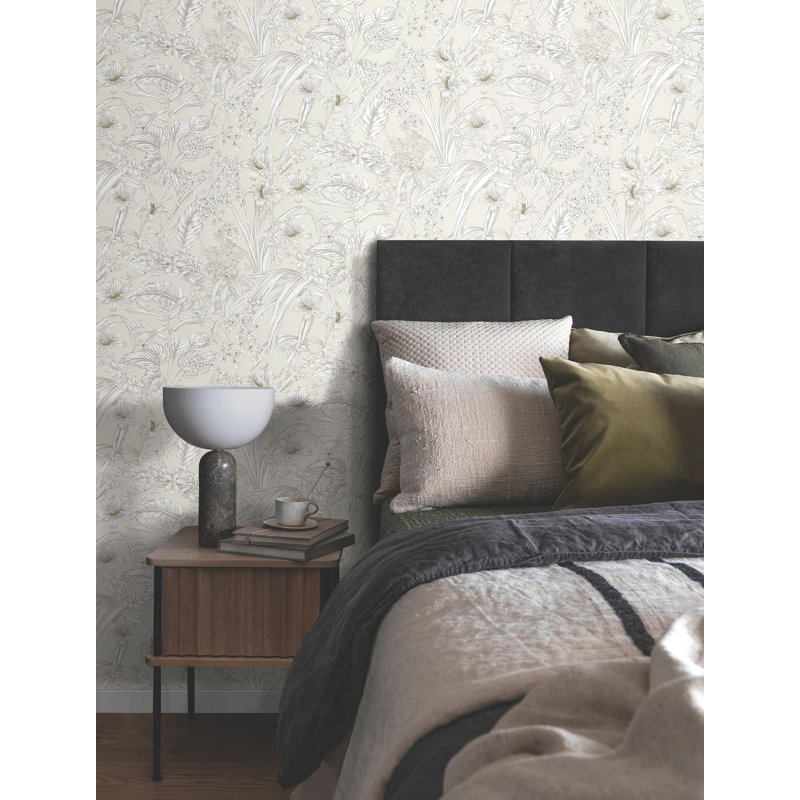 Conservatory Toile Vinyl Wallpaper Double Roll, Beige & Taupe