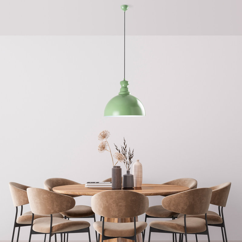 Elegant Mint Metal Chandelier, Adjustable Height 17.7 x 14.6 inches | 1 x E27 Socket, Max 40W (Bulb Not Included) | Perfect for Dining Room & Living Spaces, Stylish and Functional Design, Durable IP20 Rated