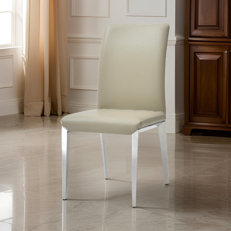 Ensemble de 2 chaises de salle à manger 18 po, similicuir gris, pieds fuselés en acier