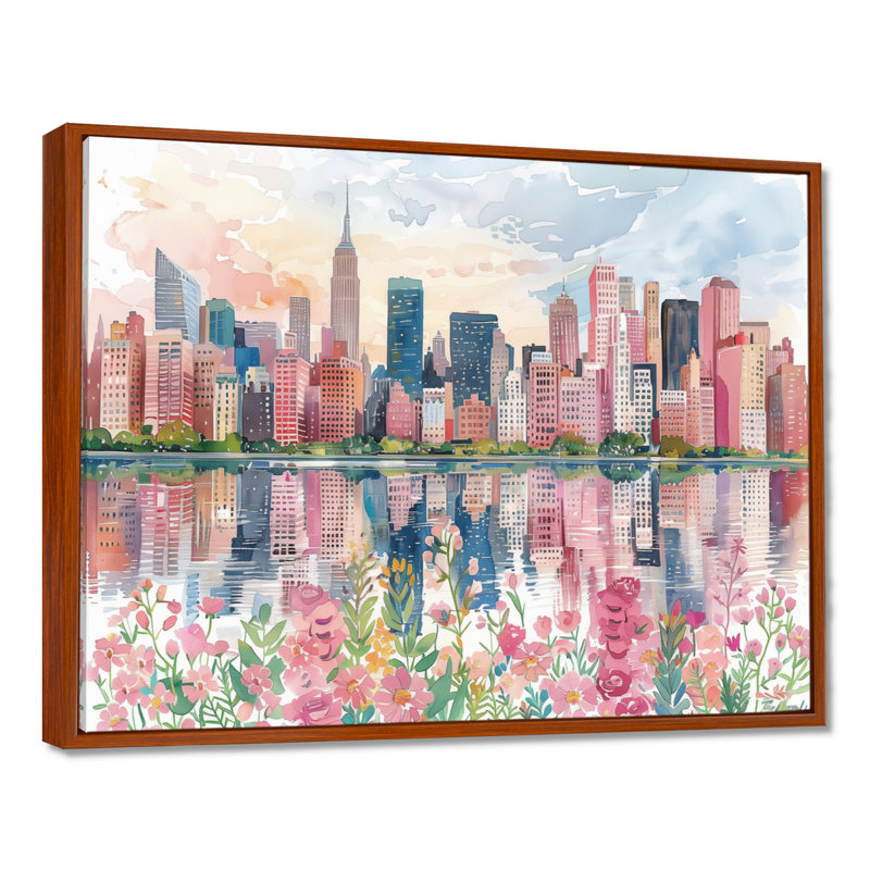 Roca - New York City, art mural encadré, H 24 po x l 32 po, Cadre flottant brun