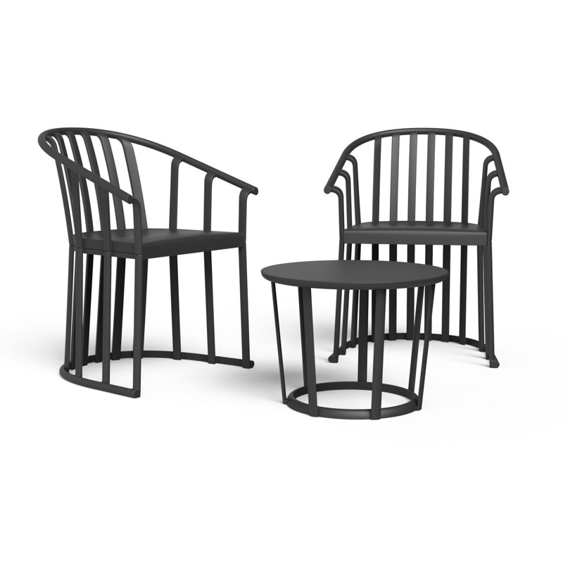 Raff 2 - Person Patio Conversation Set, Black