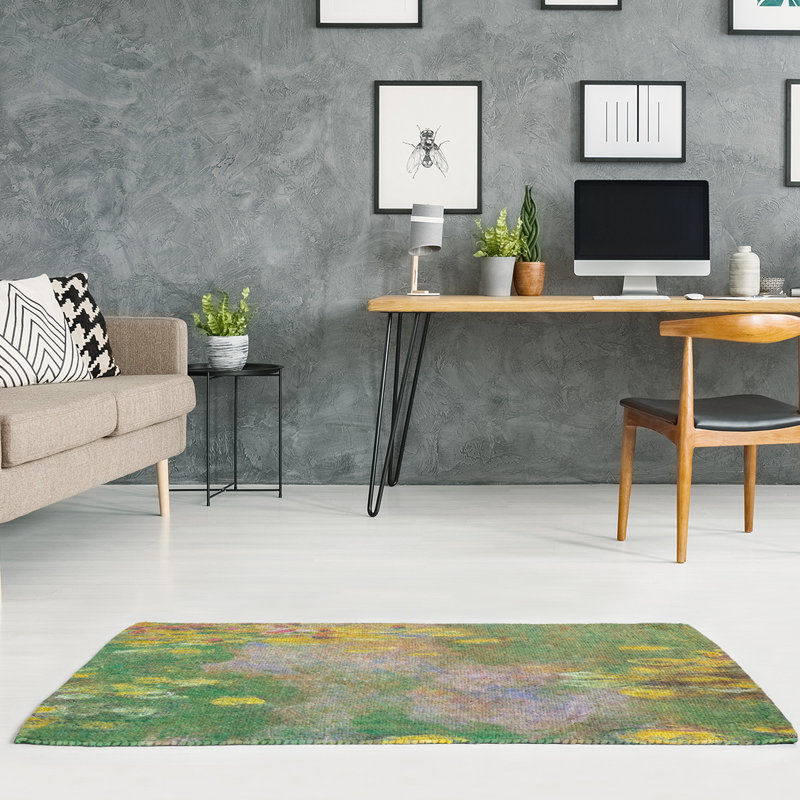 Tapis vert/jaune lilies reflection water, Rectangle 2 pi x 3 pi