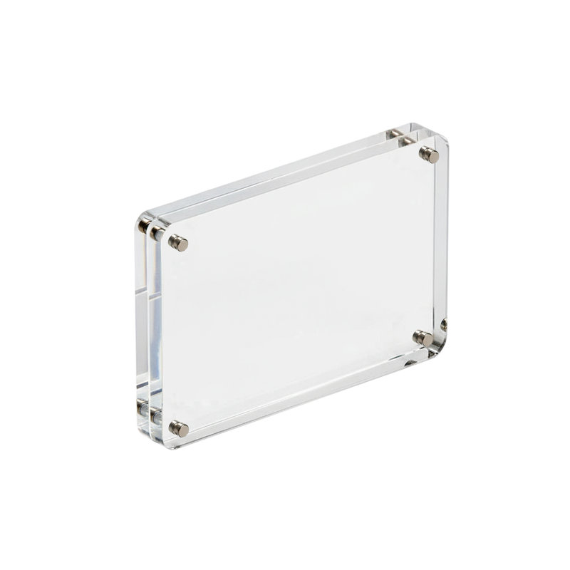 Cadre photo magnétique rond en acrylique transparent de qualité supérieure, 5 po x 7 po
