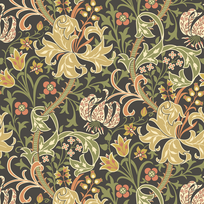 Padstow 10m x 50cm Wallpaper Roll, Ogee Black