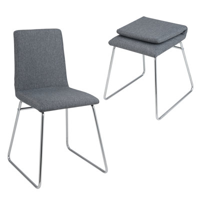 50cm H Fabric Upholstered Metal Side Chair in Grey