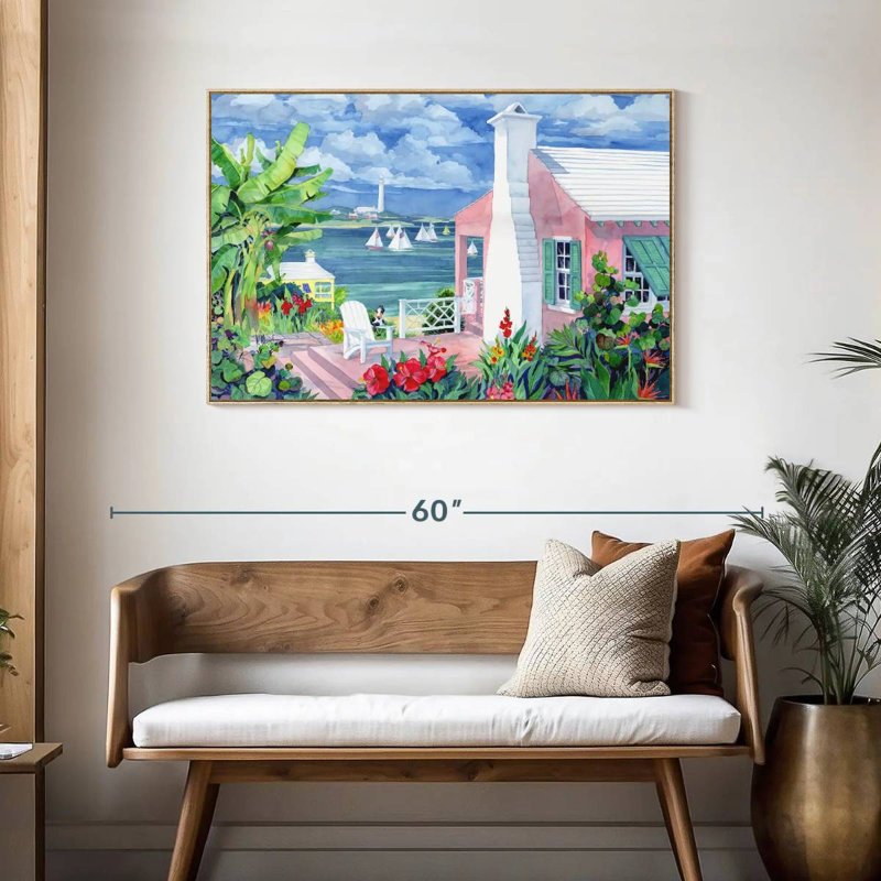 Bermuda Cove, Floating Frame Natural Wood, 43" X 29"