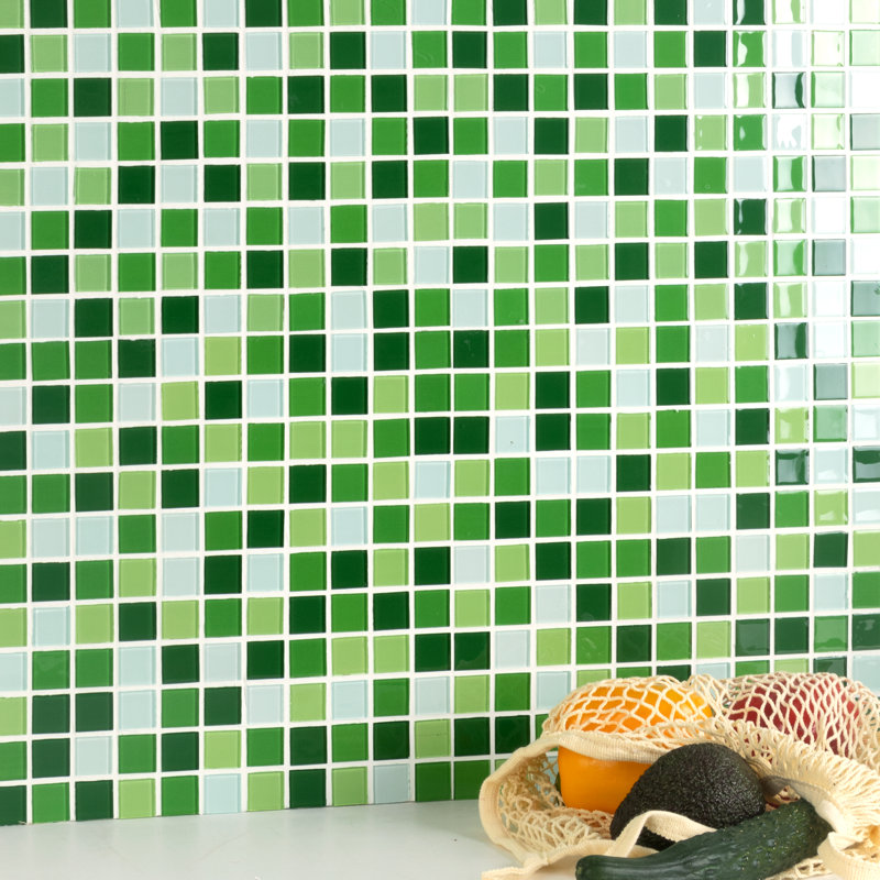 Carreau de mosaïque en verre à bord droit 1 po x 1 po, Forêt