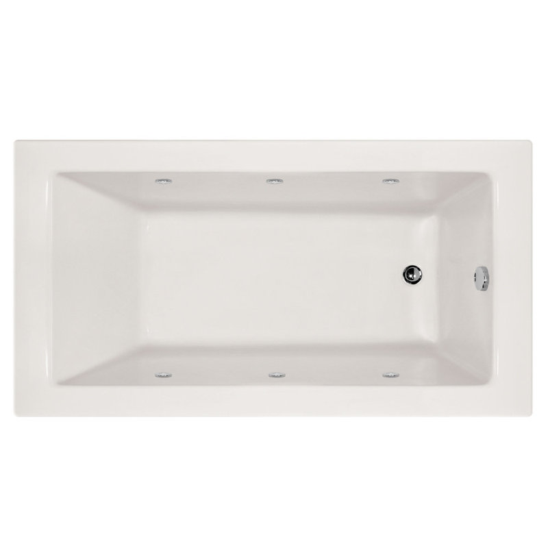 Sydney 60'' L Whirlpool Bathtub, White, Right, Satin Chrome