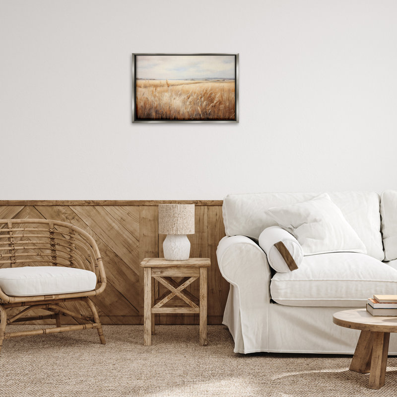 «Vast Wheat Field» par Petal Prints Design, Cadre flottant gris lustré, H 17 po x l 25 po