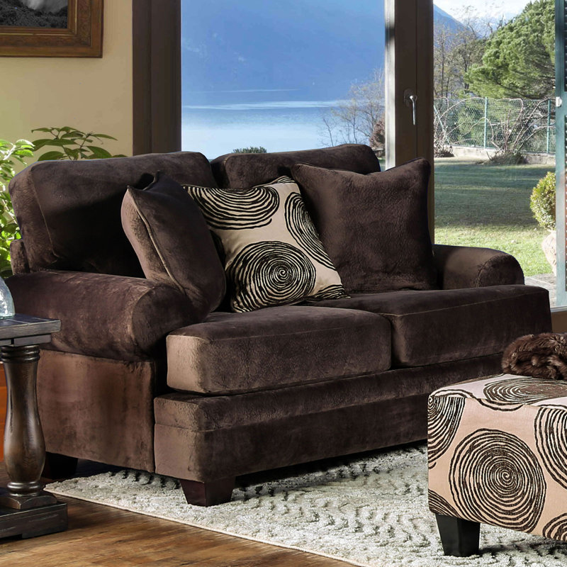 69.4" W Transitional Loveseat, Brown