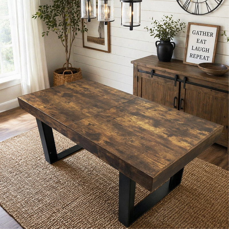 Table de salle à manger extensible en bois, table de ferme extensible moderne pouvant accueillir 6 à 10 personnes pour la salle à manger et la salle de conférence
