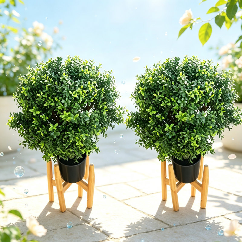23.6 Inch Artificial Topiary Boxwood Ball Trees