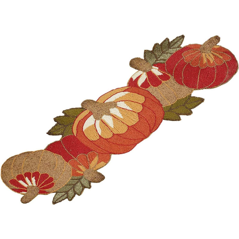 Chemin de table festif en forme de citrouille perlée l 13 po x L 35 po
