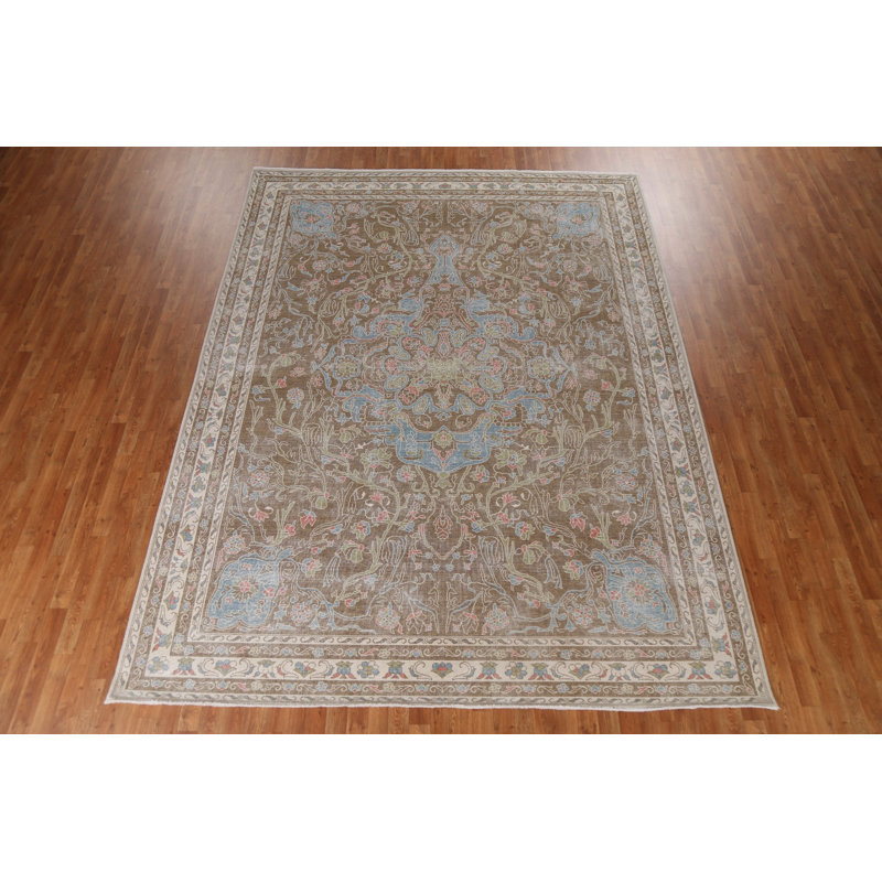 Tapis turc en laine Oushak noué à la main 9 x 12