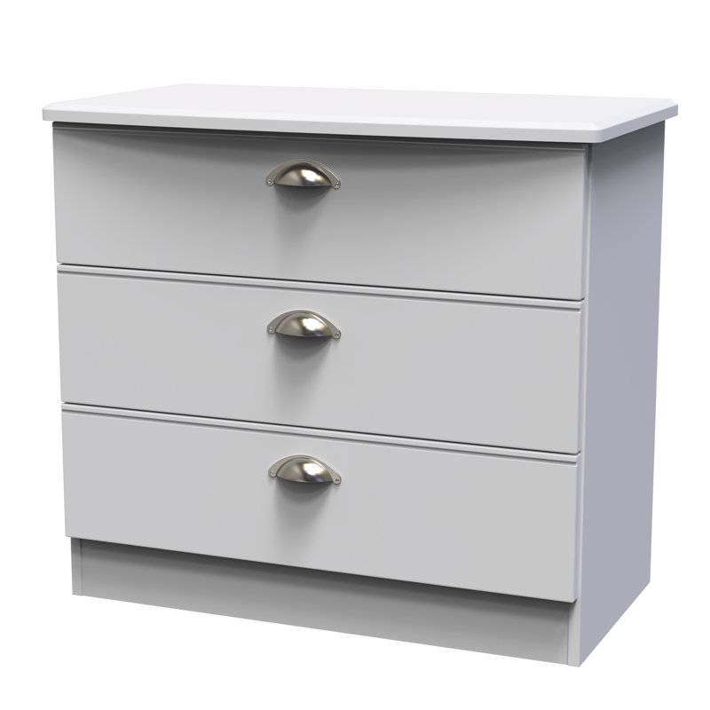Fully Assembled Murier 3 Drawer Chest, Grey Matt/Grey Matt