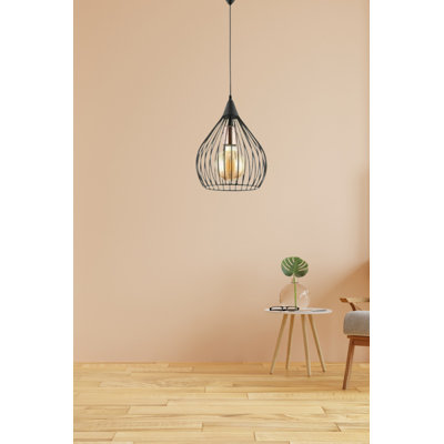 Stunning Black Metal Chandelier, 24.0 x 12.6 inches | Elegant Design with Ø9.8 x 2.2 inches Base Plate | 1 x E27 Socket (Max 40W), Ideal for Dining Room & Living Spaces, Stylish Lighting Fixture, IP20 Rated
