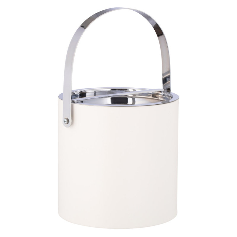 Seau à glace en similicuir Senetta, Blanc / chrome poli