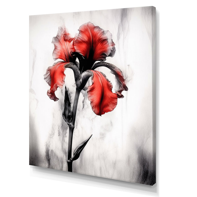 «Red Black Iris Petal I» sur toile, H 40 po x l 30 po x P 1,5 po, Toile tendue