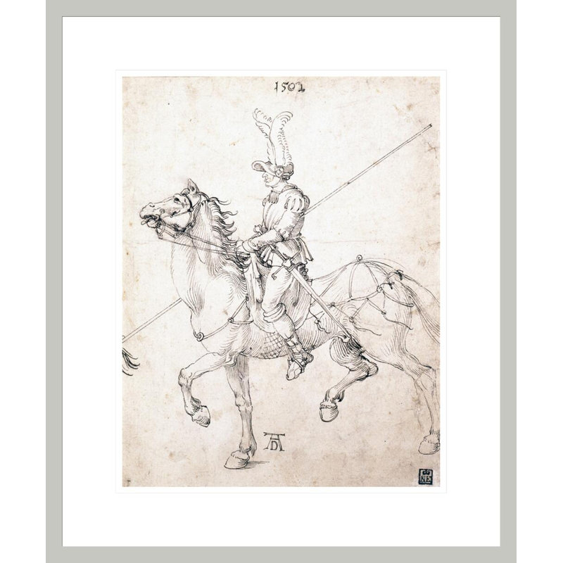 «Lancé à cheval» par Albrecht Dürer, impression giclée sur cadre, H 21,23 po x l 17,75 po