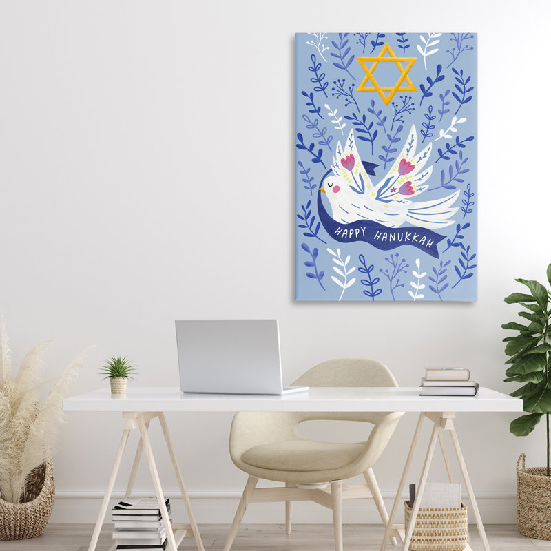 Happy Hanukkah Dove & Florals Canvas, conception de JJ Design House LLC, H 30 po x l 20 po
