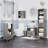 Kleankin Pedestal Sink Storage Cabinet, Bathroom Under Sink Cabinet With 2 Doors And Open Shelf, Bathroom Vanity, Gray