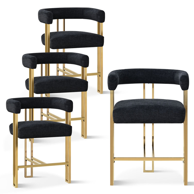 Tabouret de comptoir 25 "en chenille 25" (ensemble de 4), Noir
