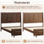 Lit plateforme Queen en bois massif, style traîneau, avec tête de lit de 135 cm et banc de rangement au pied de lit de 163 cm, couleur noyer.-1395059900-1395059901