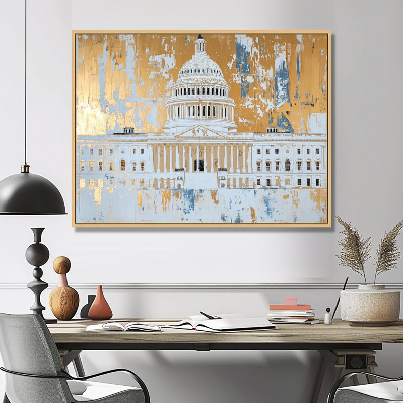 Art mural sur toile Chul - USA Patriotist, H 12 po x l 20 po, Impression encadrée flottante, Crème, crème