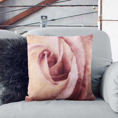 Pink Rose Flower Vol.6 Painting Square Throw Cushion