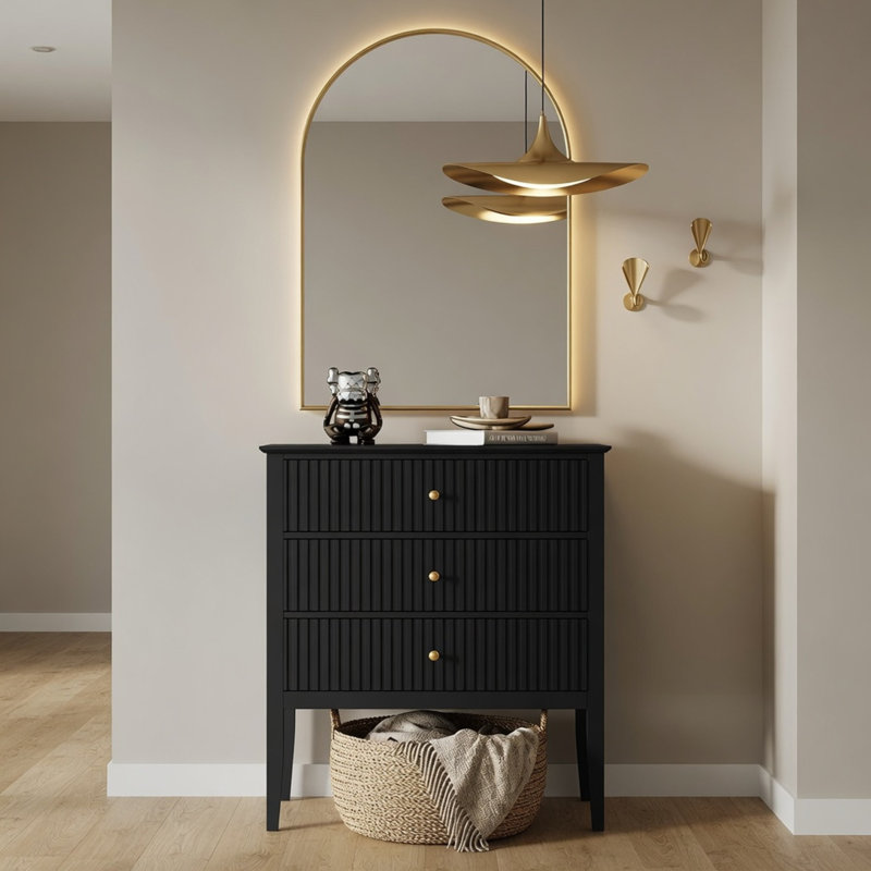Accent Chests With 3 Drawers, Black