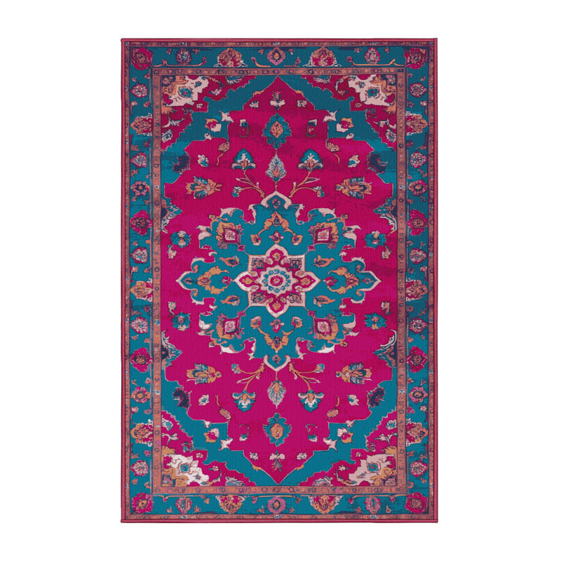 Tapis mauve lavable à la machine Tabriz, Rectangle 5 pi x 7 pi