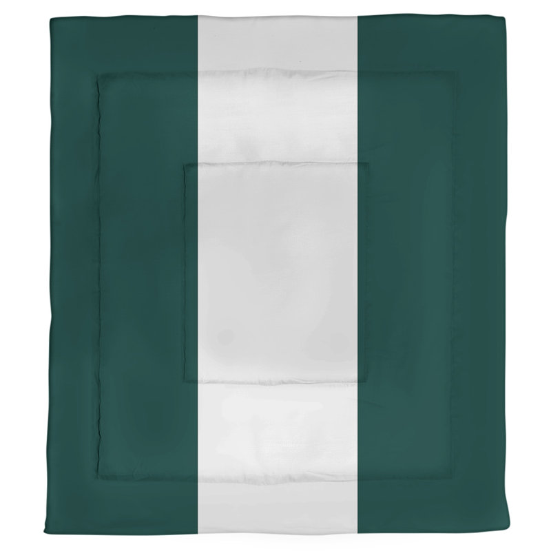 Cotton Blend and Polyester Striped Comforter, Queen Comforter, Kelly Green/White/Kelly Green