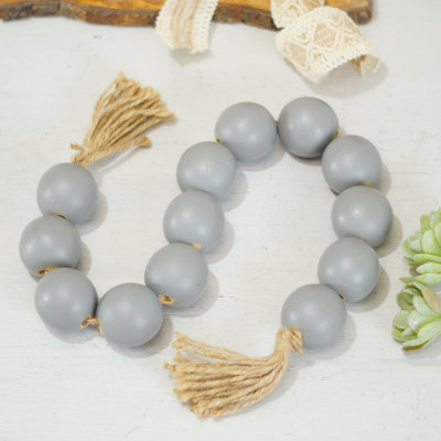 VIP Wood 27 in. Gray Decorative Bead Strand