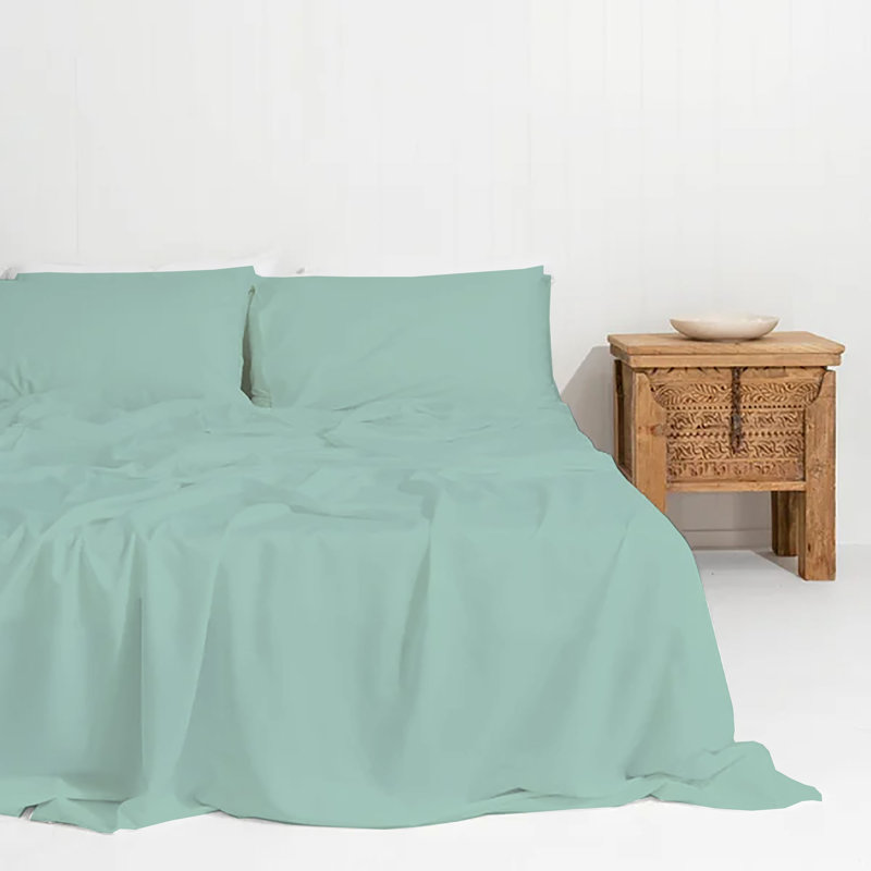 6 Piece Soft Rayon from Bamboo Bedsheet Set, King, Light Teal