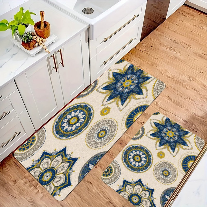 Carreaux marocains, 2 tapis de cuisine antidérapants