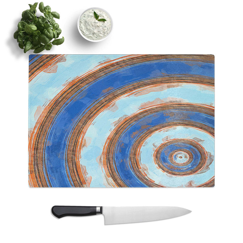 Tempered Glass Swirling Chopping Board, 39 cm W x 28.5 cm L